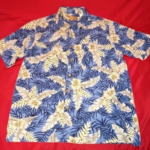 Vintage 100% Silk Tropical Hawaiian Button Down Shirt